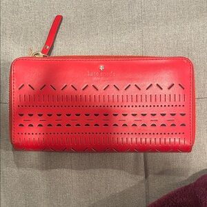 Kate Spade Red Cutout Leather Wallet